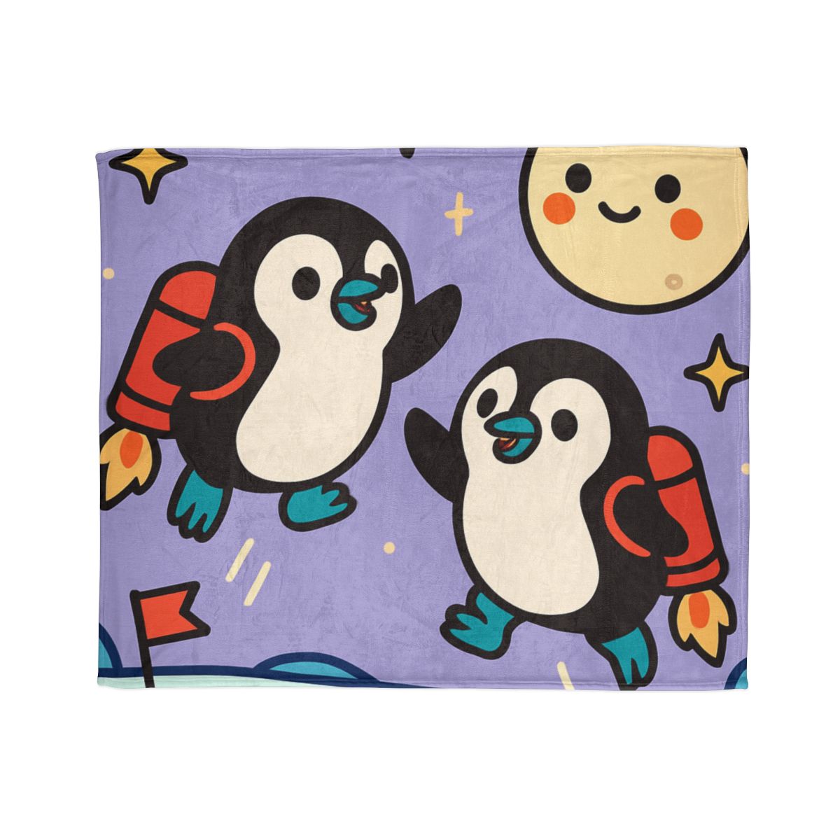 Rocket Penguin Explorers decorative home blankets
