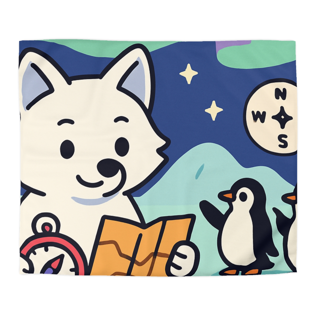 Aurora Fox And The Magnetic Map designer printed duvets