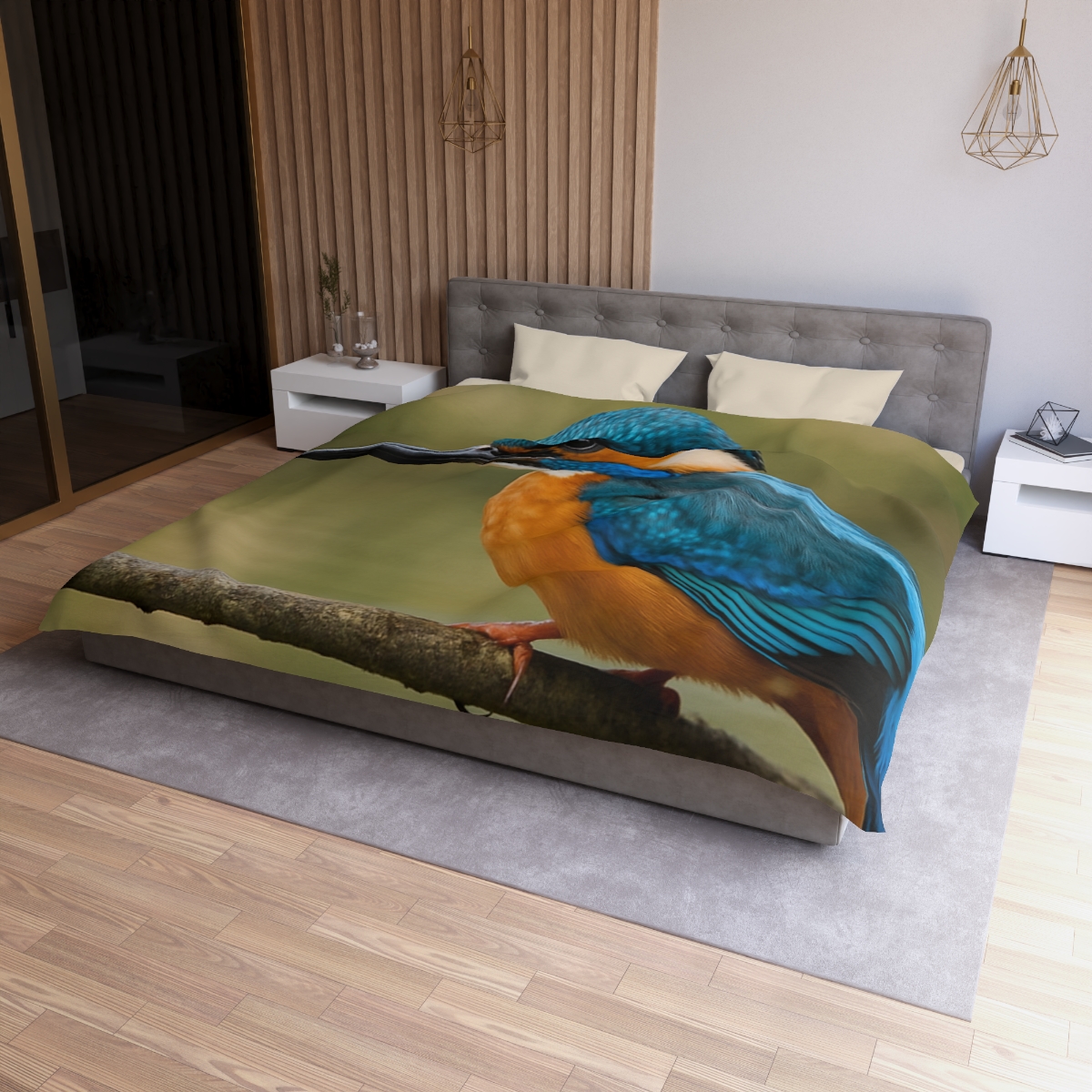 Crystal Dive Common Kingfisher unique patterned duvets