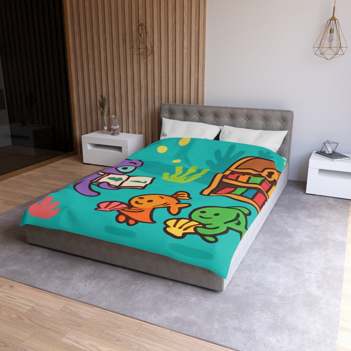 Coral Reef Library With The Octopus Librarian soft comforter duvets