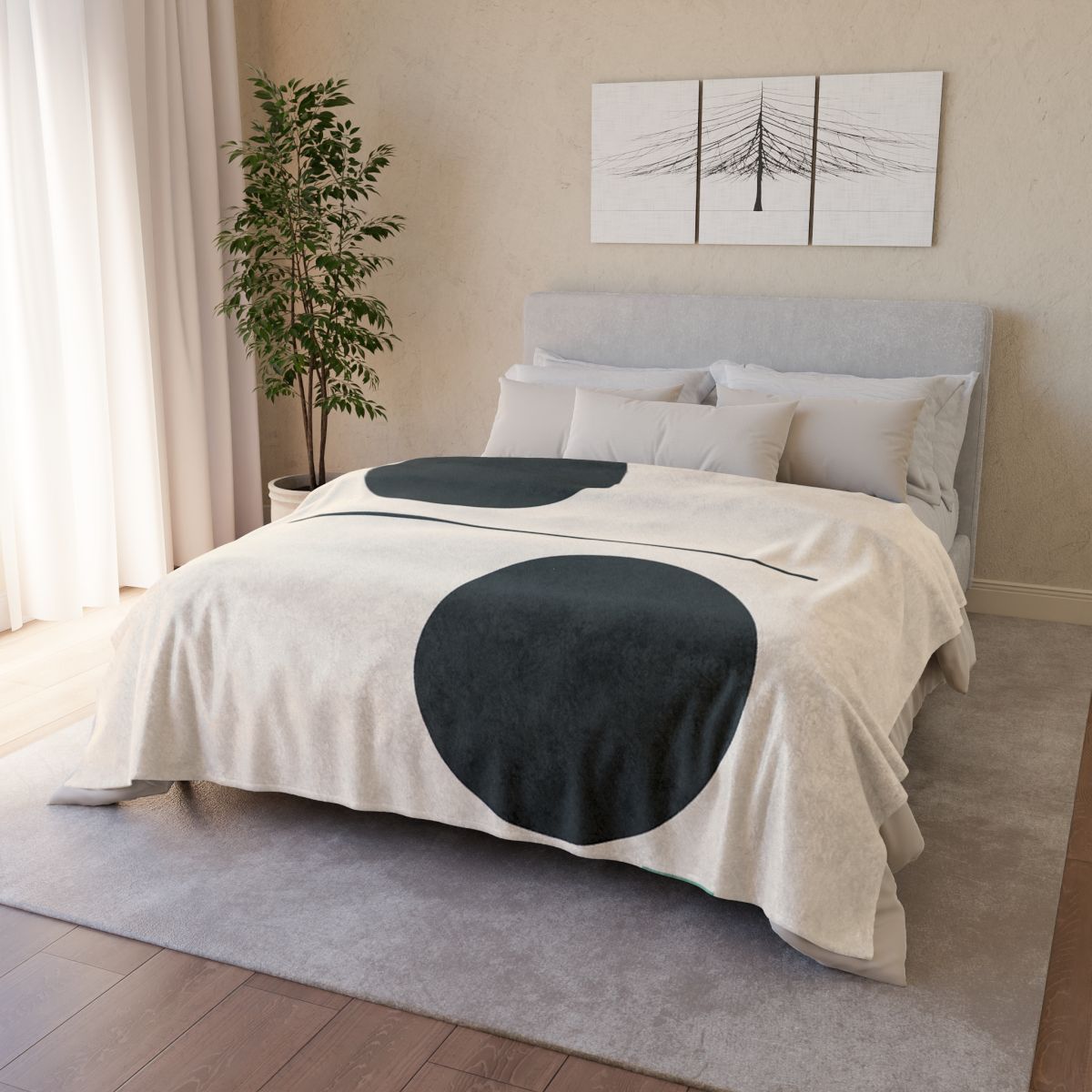 Offset Circle Bar Pairing soft fleece blankets