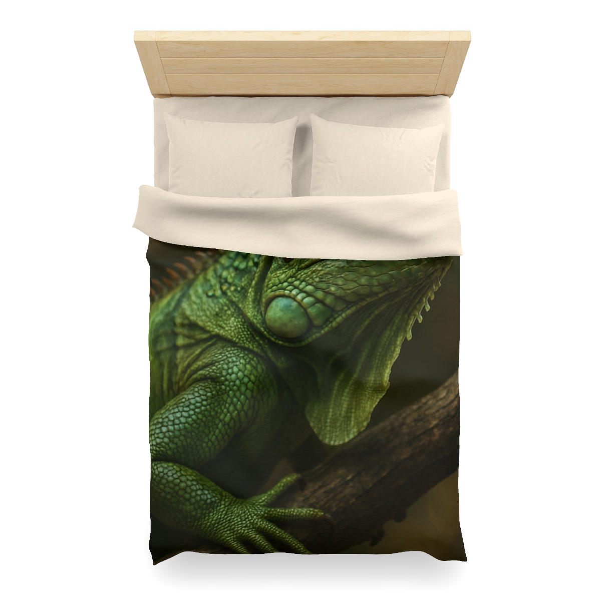Starlit Stillness Green Iguana designer printed duvets