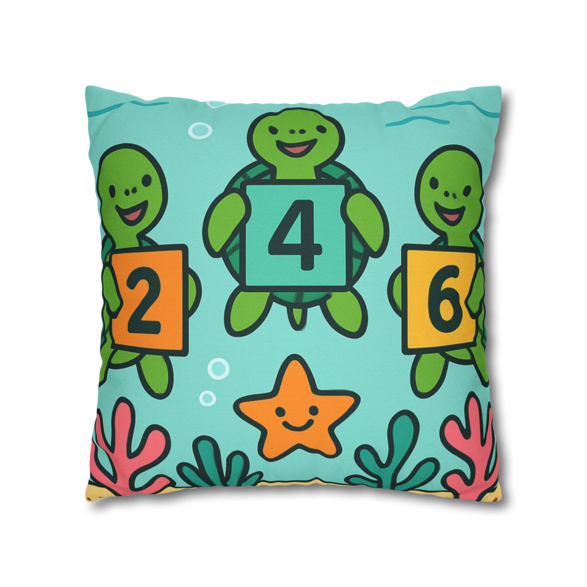 Coral Reef Math Parade Of Sea Turtles soft cotton pillow cases