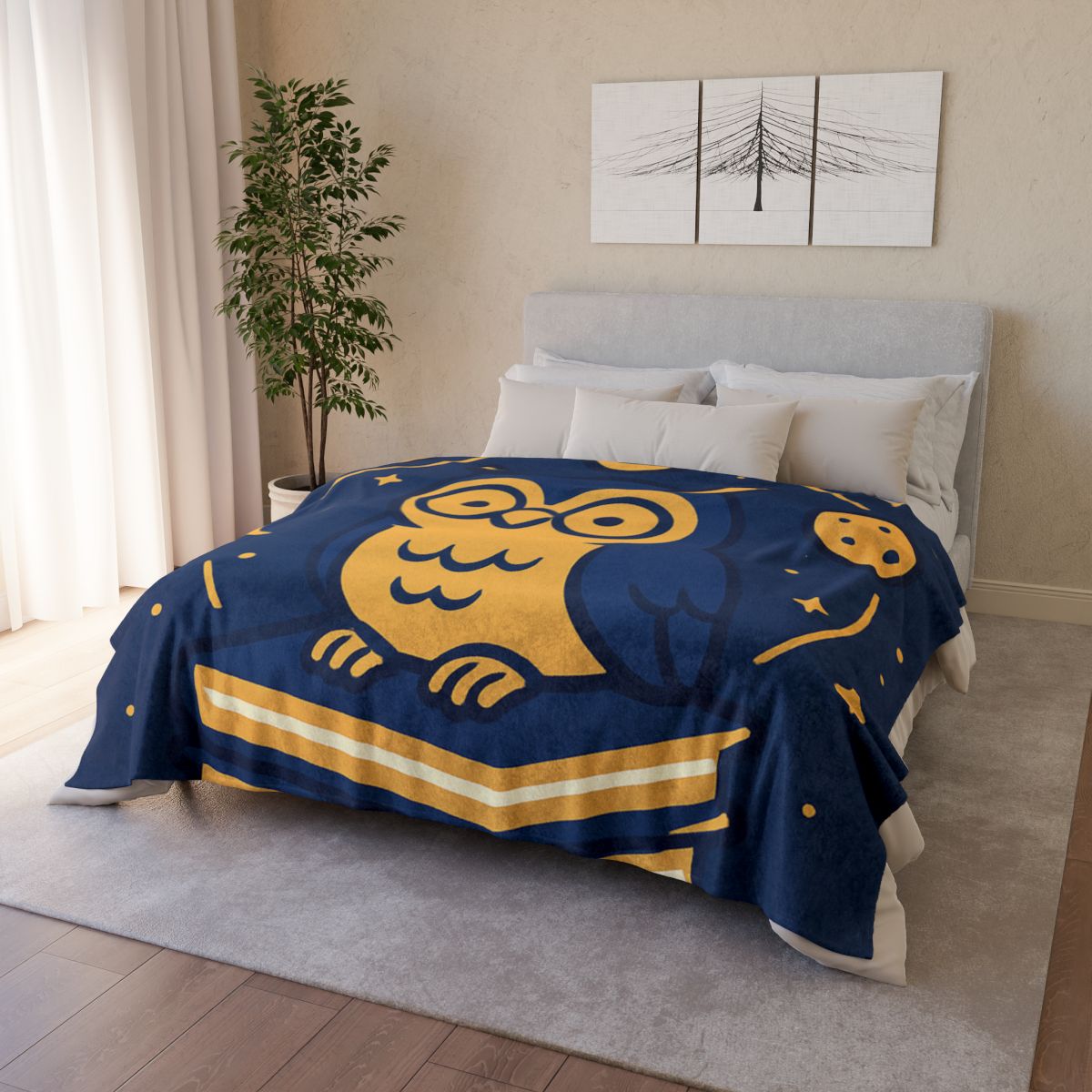 Galactic Owl Library personalized cozy blankets