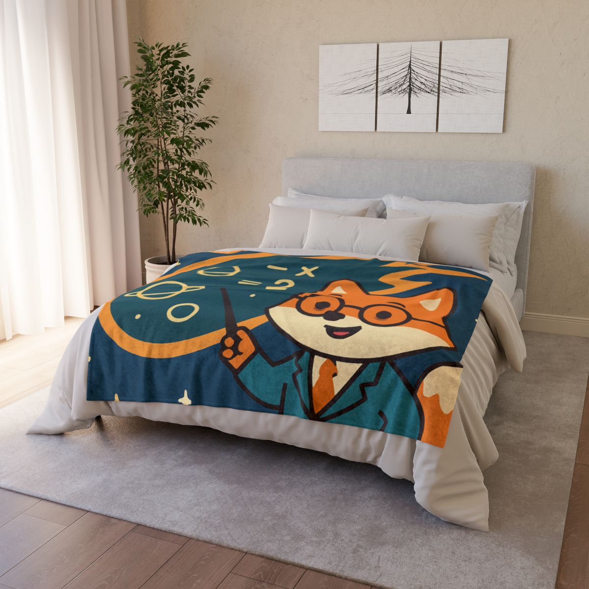 Comet Classroom With A Curious Fox soft fleece blankets