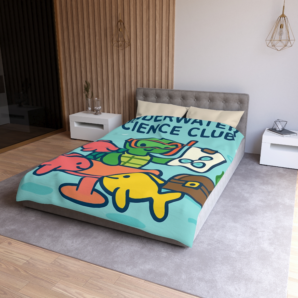 Coral Reef Science Club Turtle personalized bedding duvets