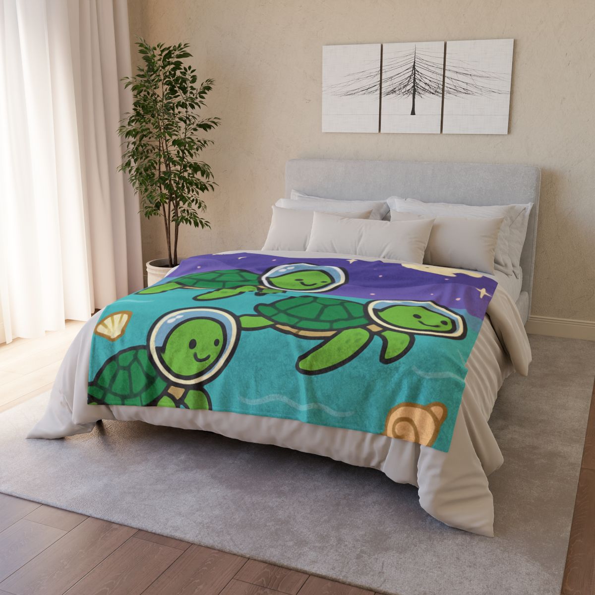 Starry Seas Turtle Team stylish throw blankets