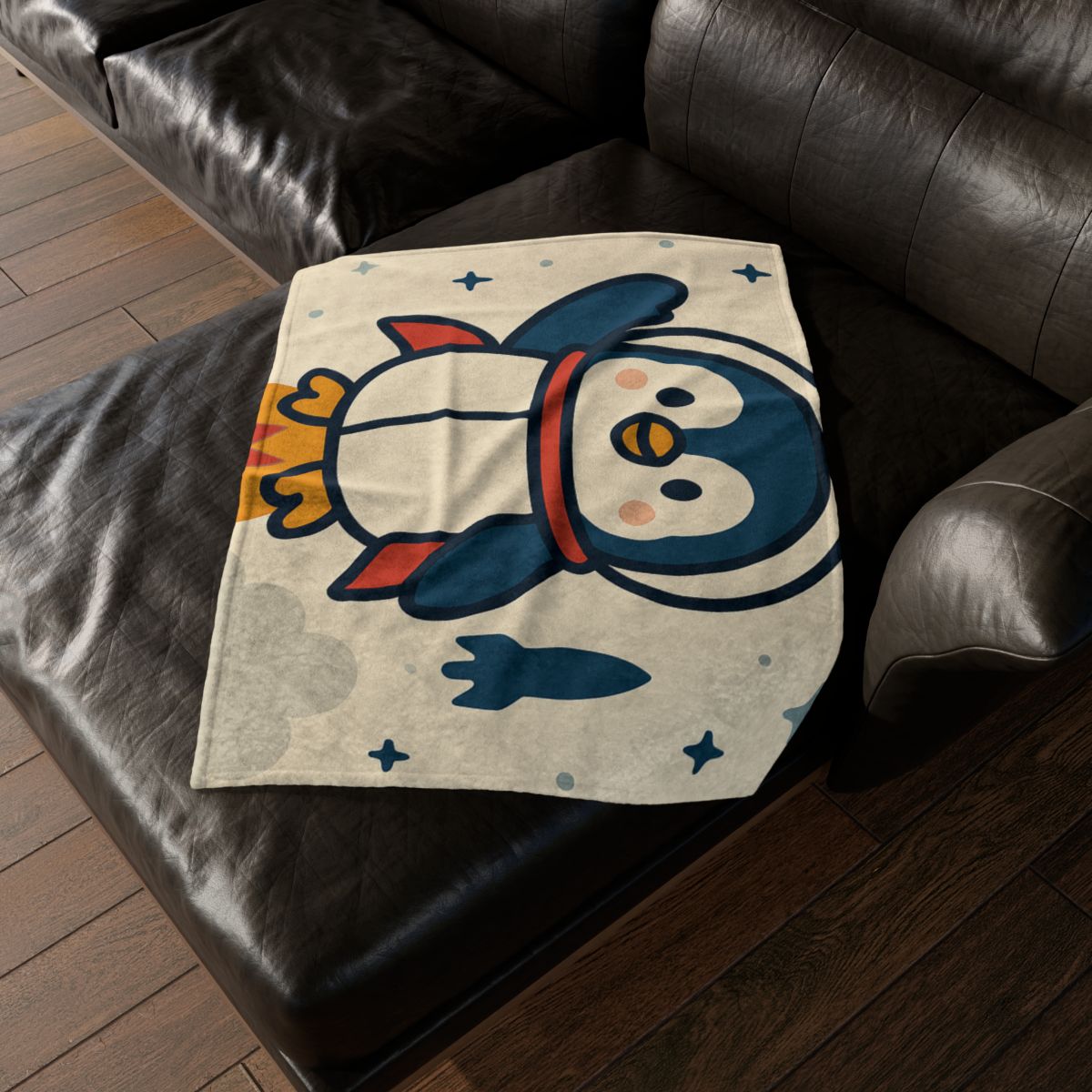 Rocket-Pilot Penguin trendy patterned blankets