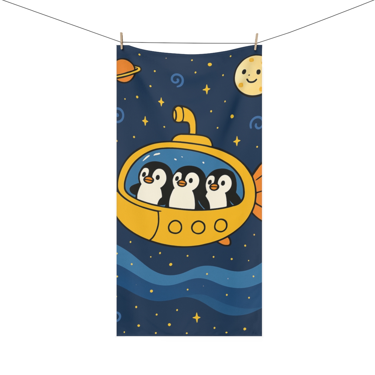 Submarine Penguins In The Milky Way Sea comfortable face towels