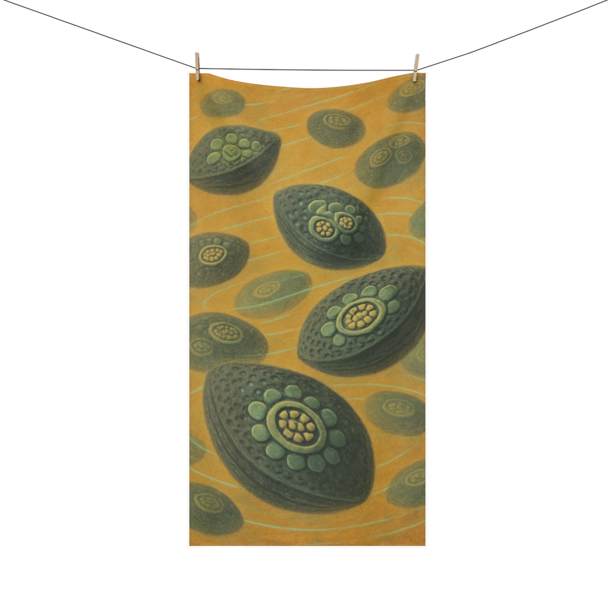 Seed Pod Orbit designer printed towels