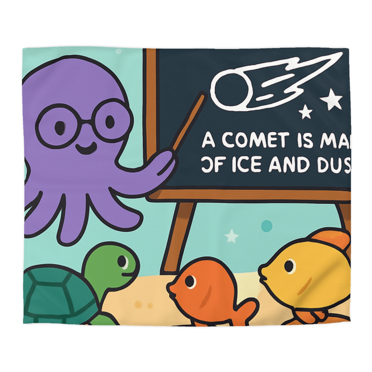 Comet Classroom With Professor Octopus soft comforter duvets