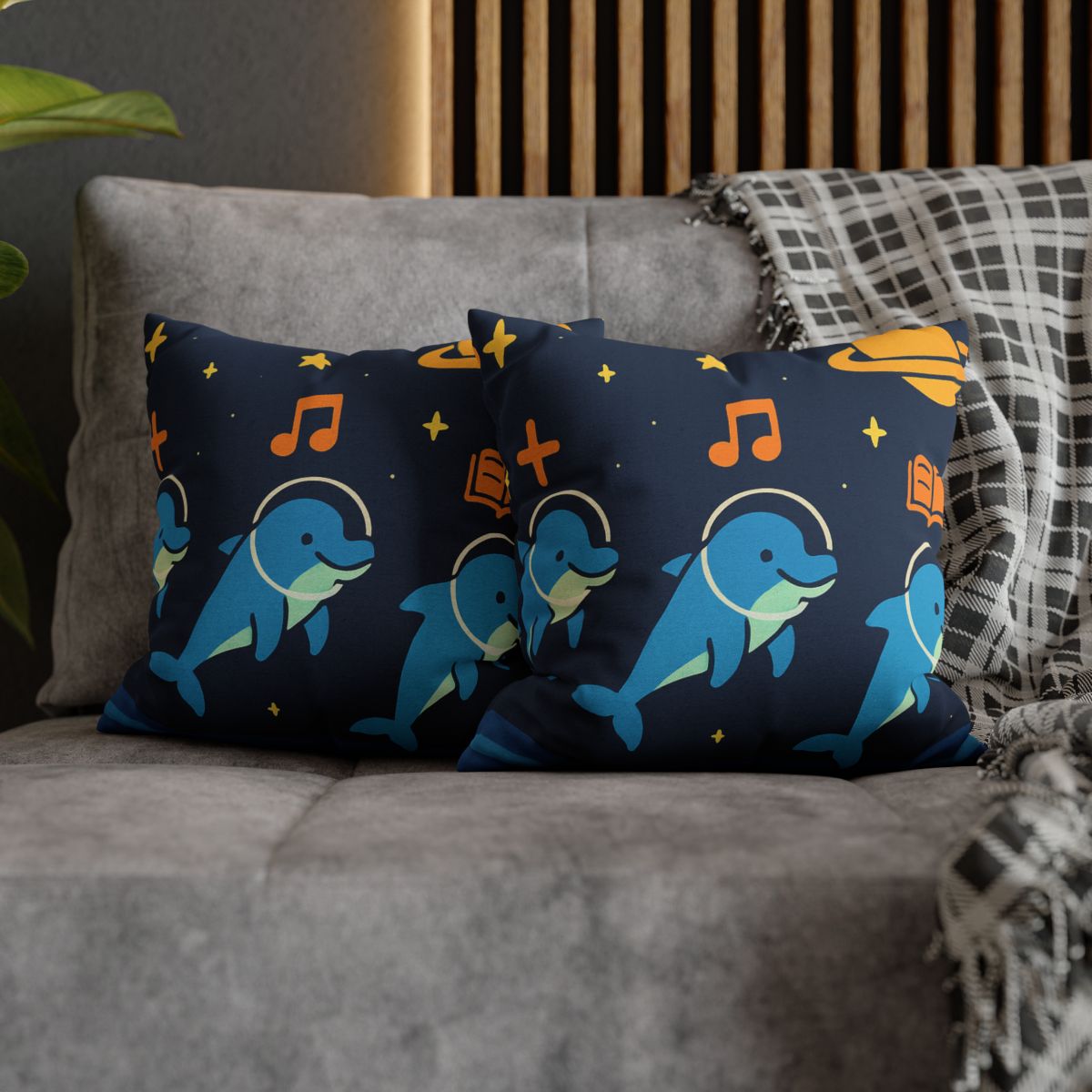 Space School Of The Ocean Dolphins designer print pillow cases