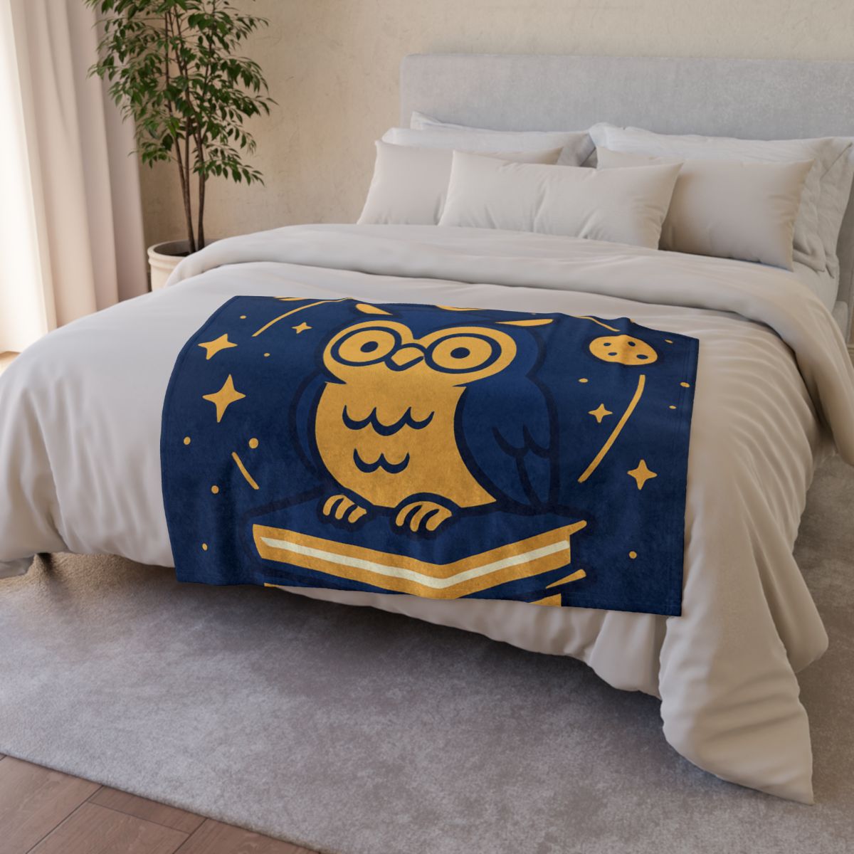 Galactic Owl Library personalized cozy blankets