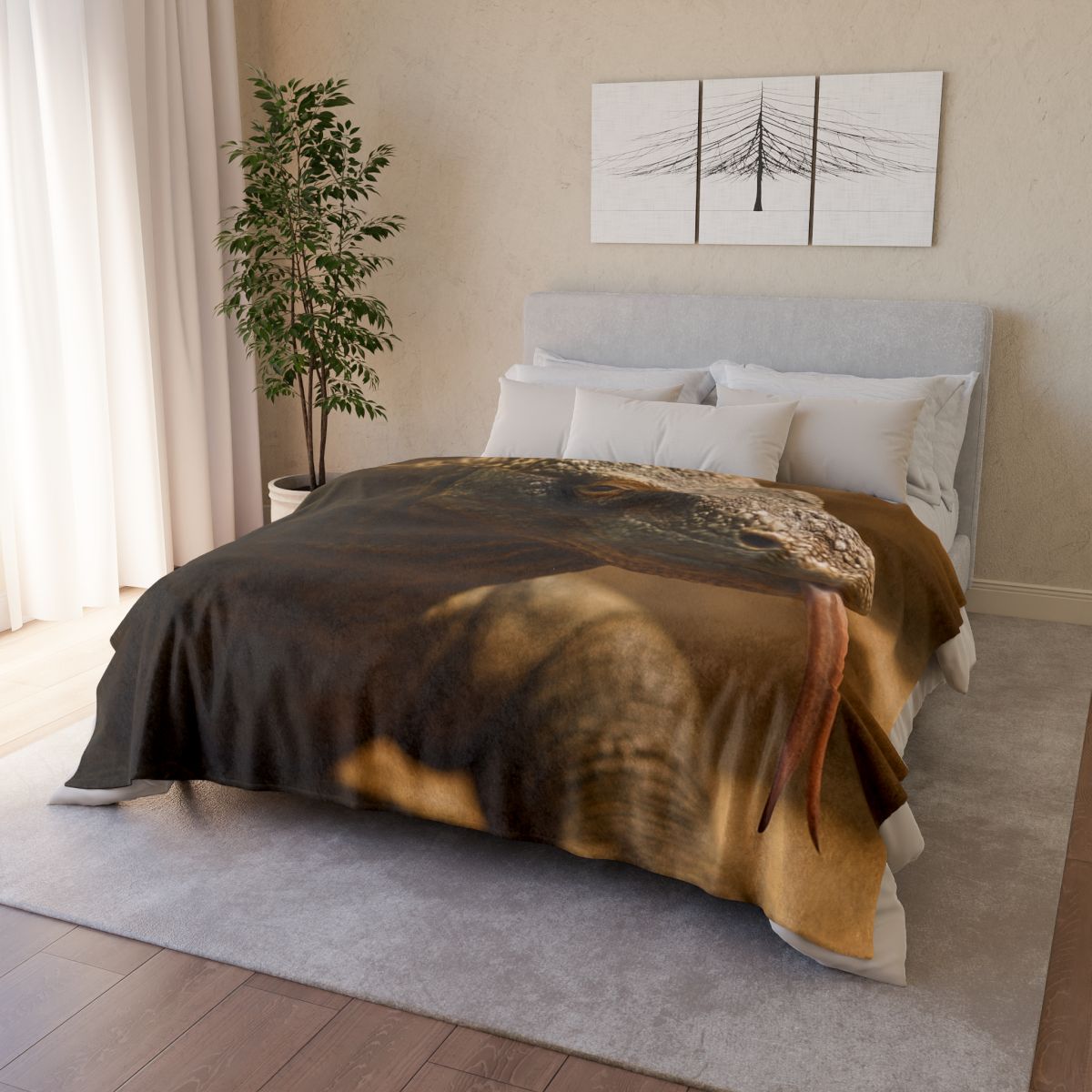 Ancient Sentinel Komodo Dragon custom blankets