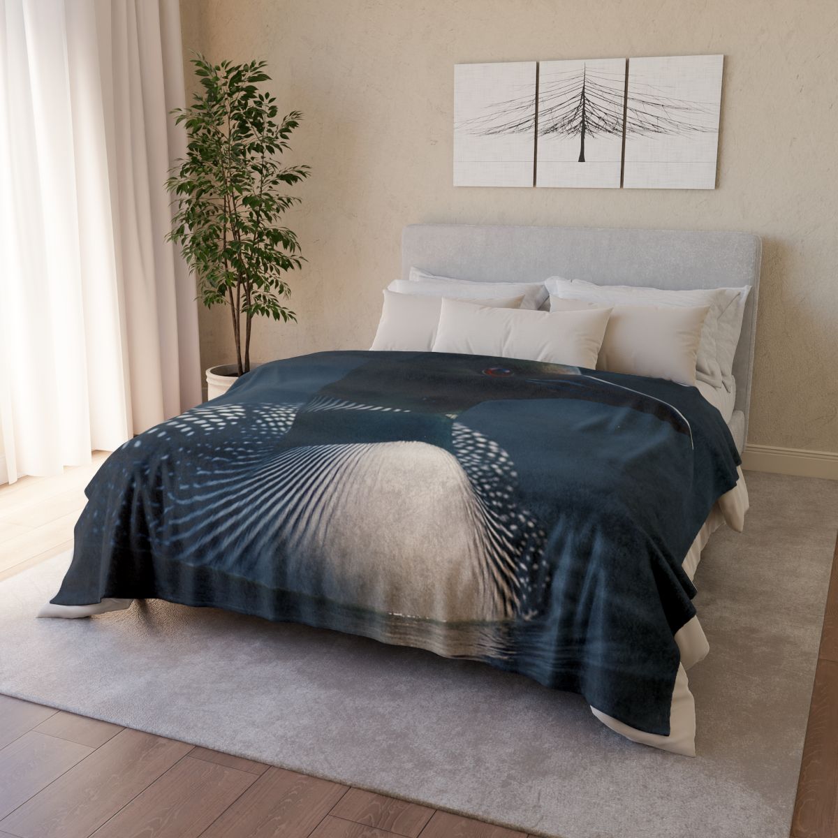 Moonlit Chorus Common Loon personalized cozy blankets