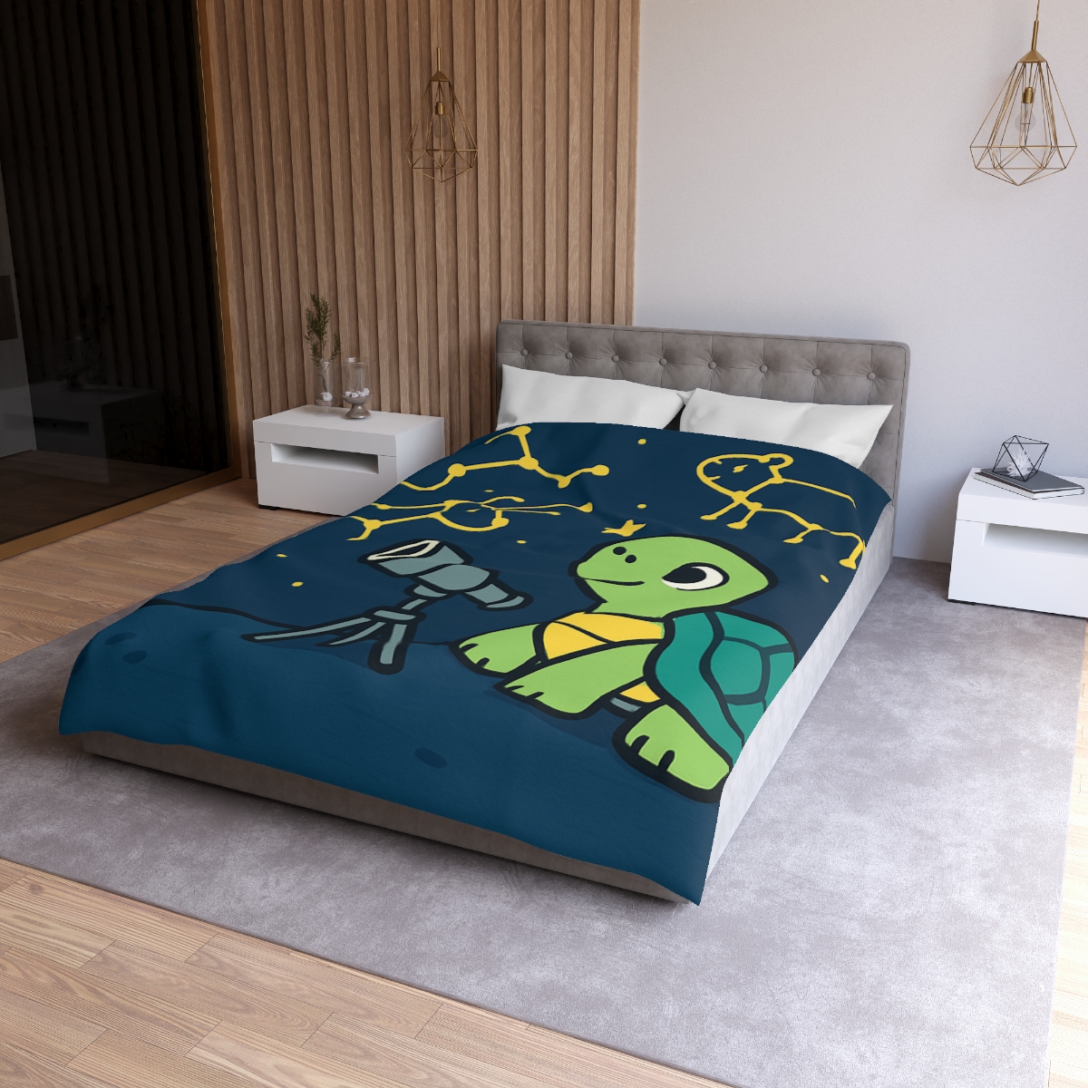 Stargazing Space Turtle stylish duvet covers