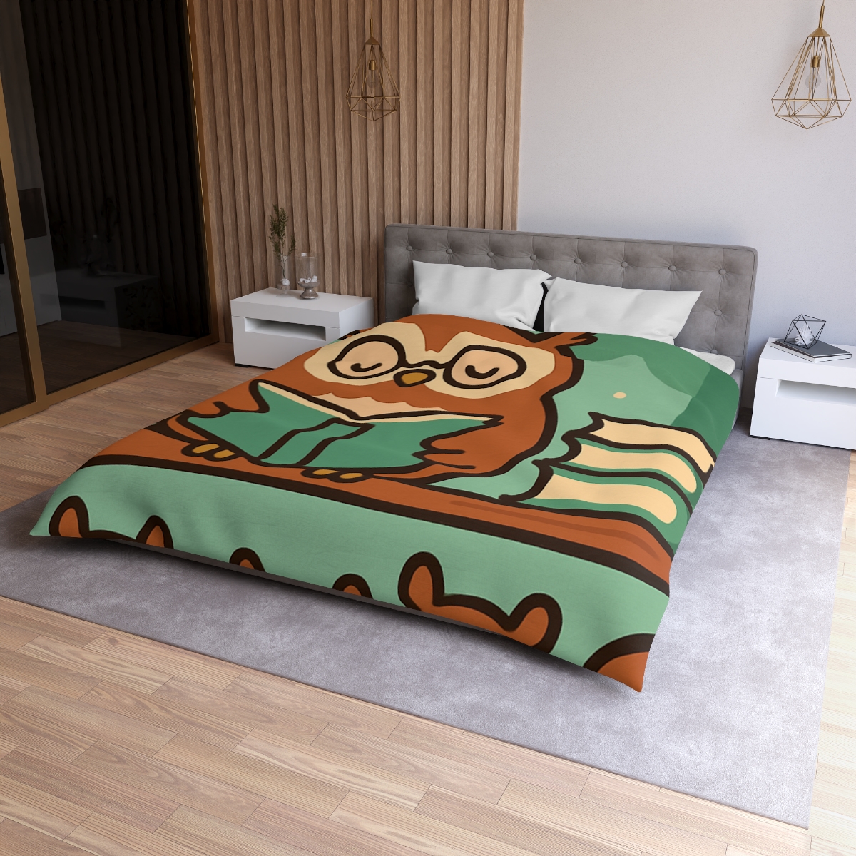 Forest Library Owl designer printed duvets