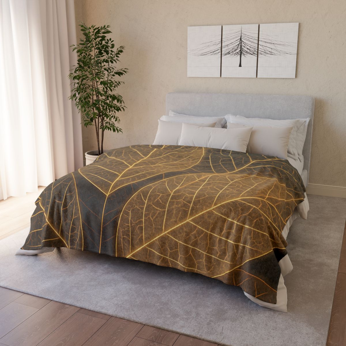 Solar Leaf Lattice soft fleece blankets