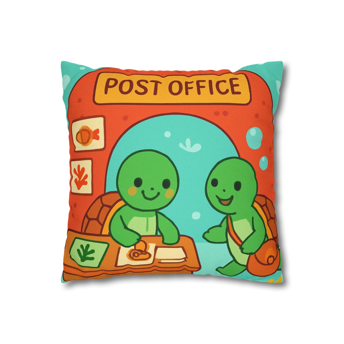 Coral Reef Post Office Run By Sea Turtles soft cotton pillow cases