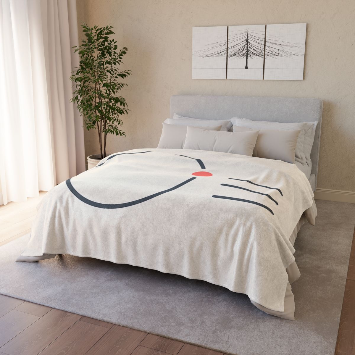 Offset Ring With Three Quiet Bars soft fleece blankets