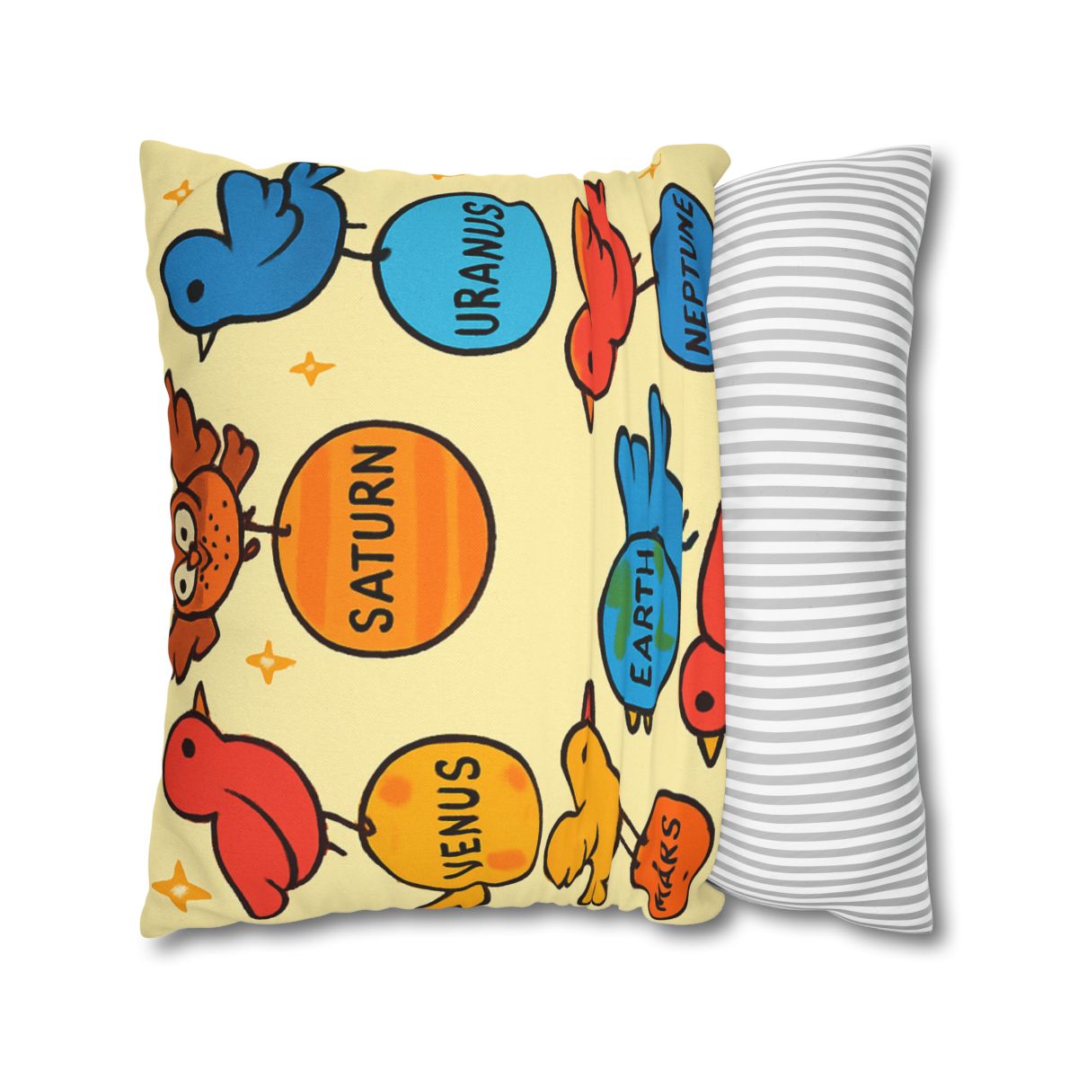 Solar System Circus Of Birds soft cotton pillow cases
