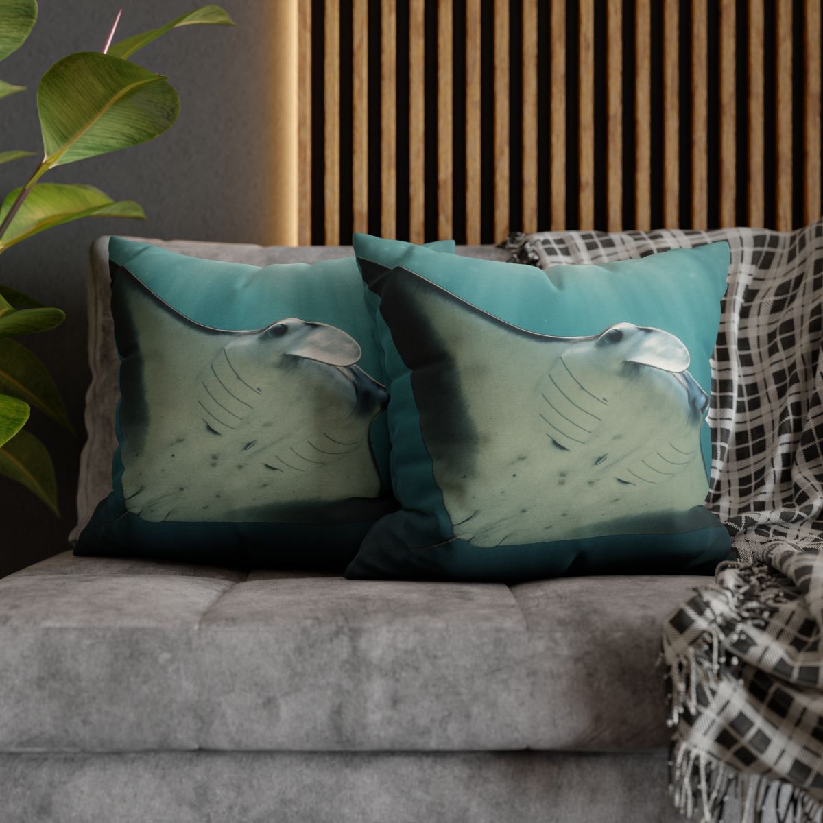 Celestial Glide Reef Manta Ray stylish decorative pillowcases