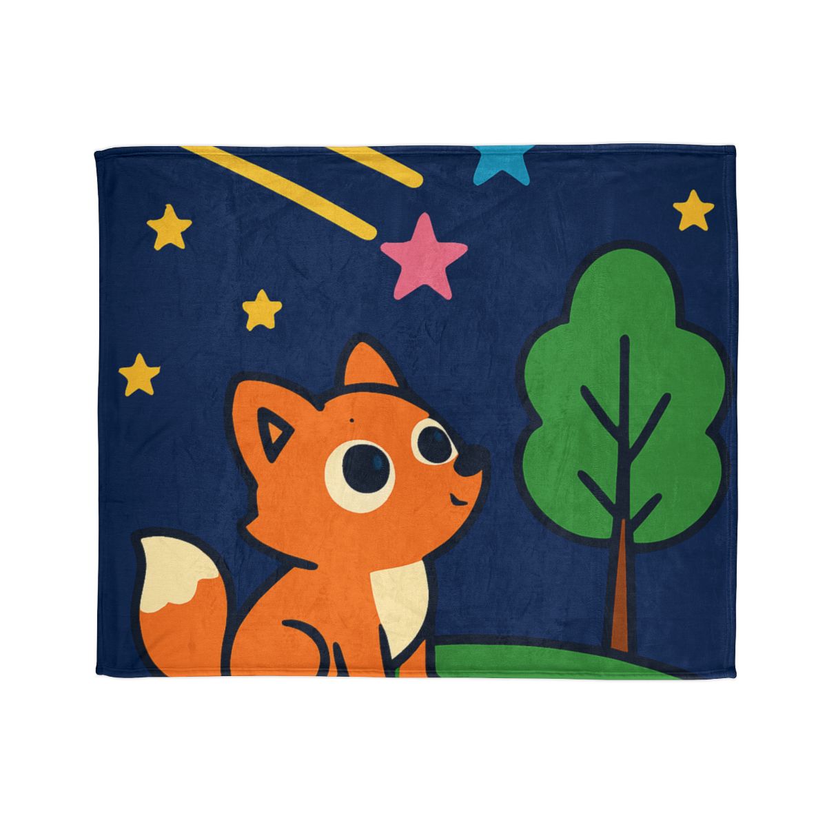 Cosmic Forest Fox And The Shooting Stars soft fleece blankets