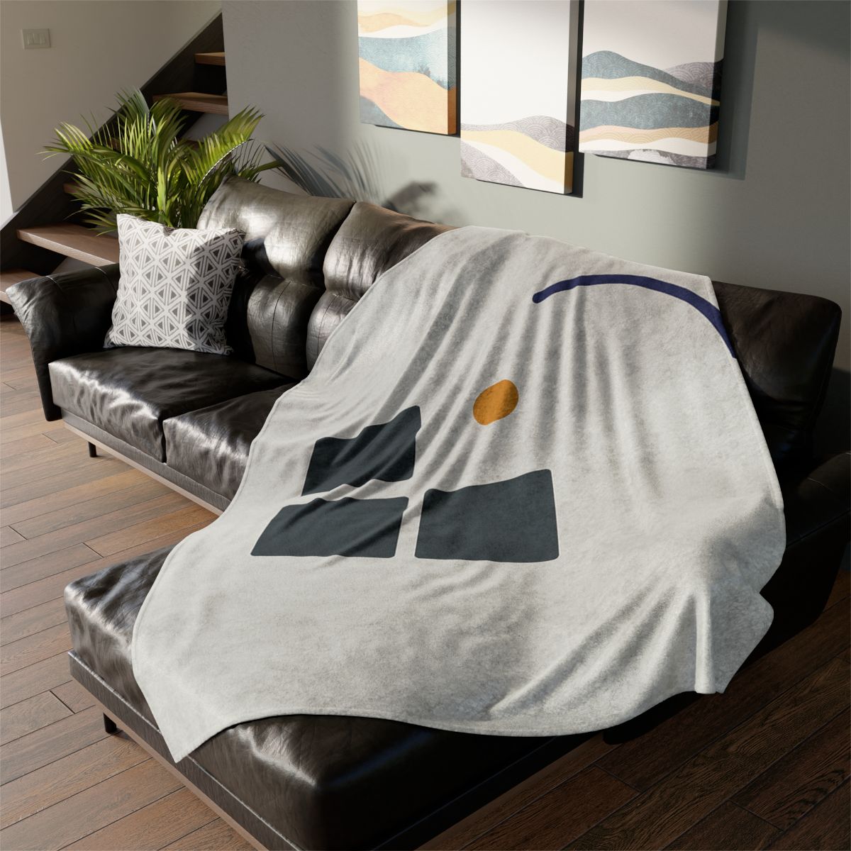 Missing Cell Grid With Offset Arc soft fleece blankets