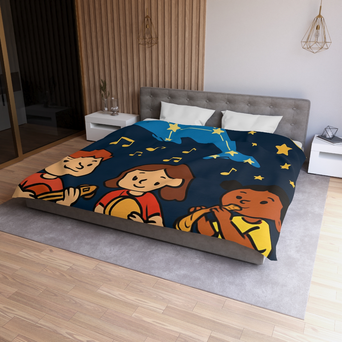 Starlight Orchestra Of The Dolphin Constellation unique patterned duvets