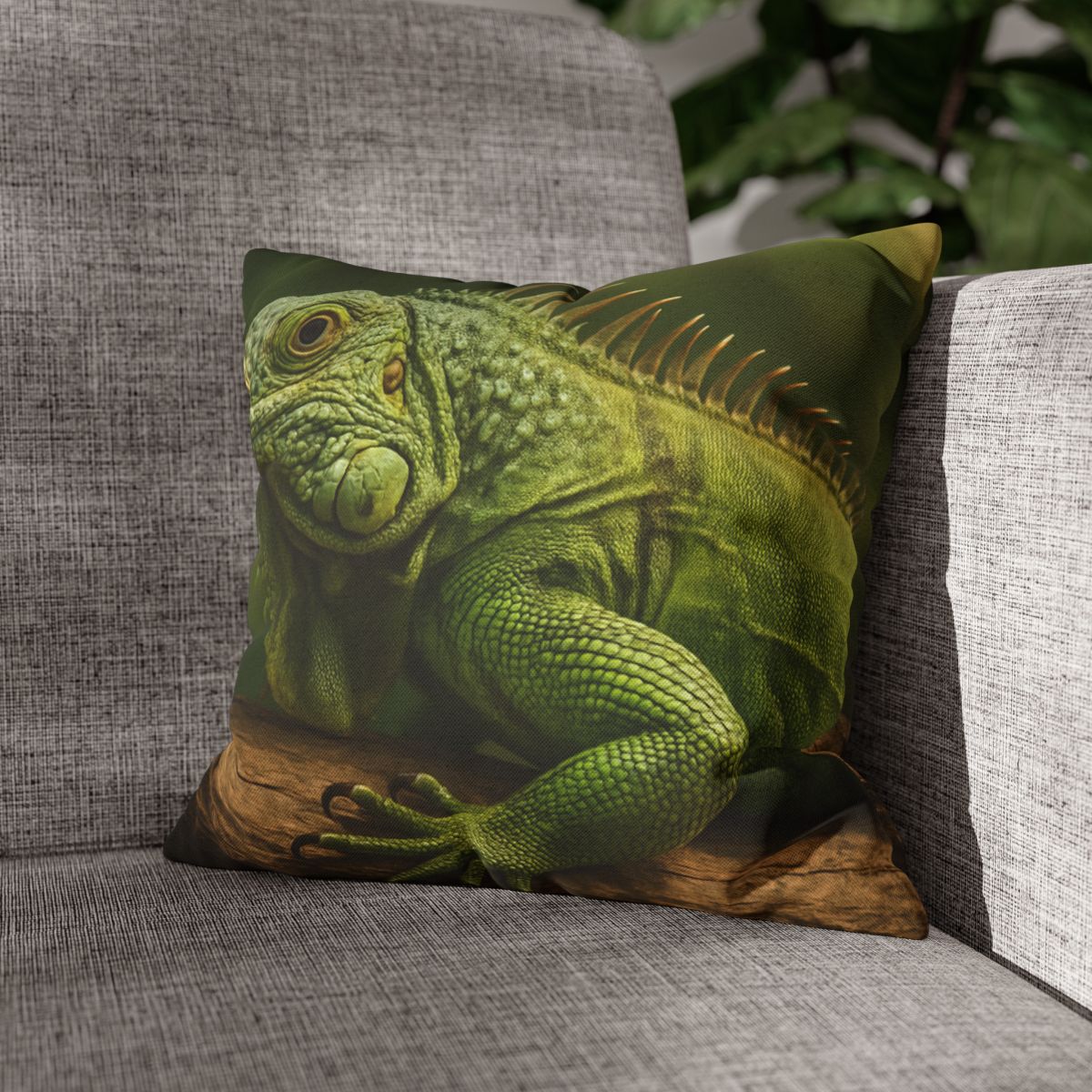 Verdant Stillness Green Iguana designer print pillow cases