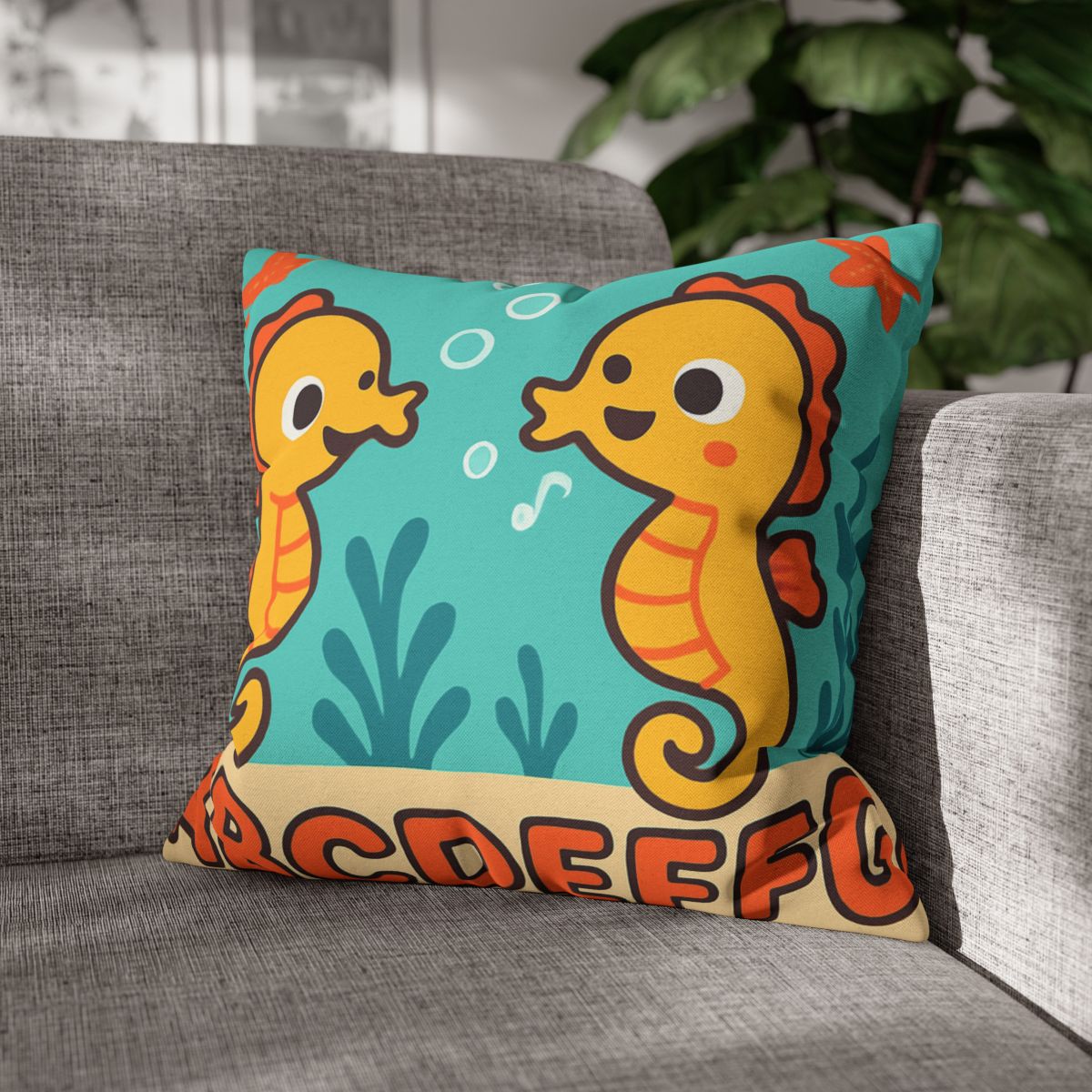 Underwater Alphabet Reef With Singing Seahorses personalized pillow covers