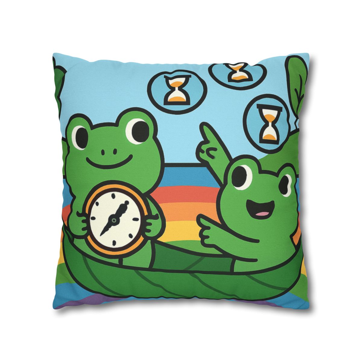 Rainbow River Time Travel Frogs custom pillow cases