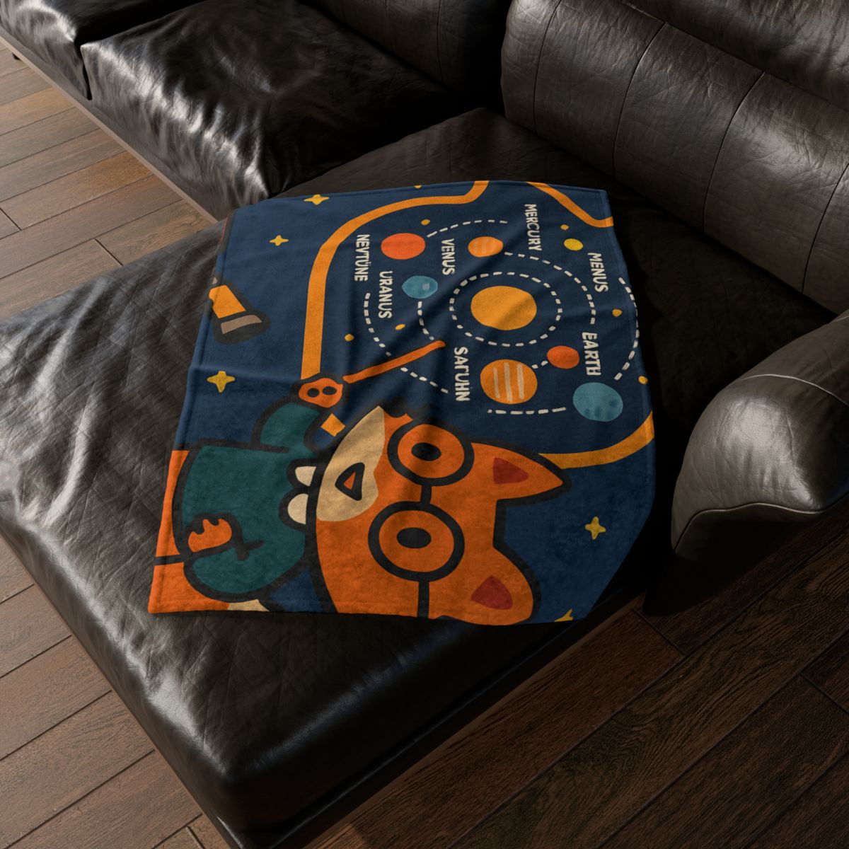 Comet Classroom With Star Map Fox personalized cozy blankets