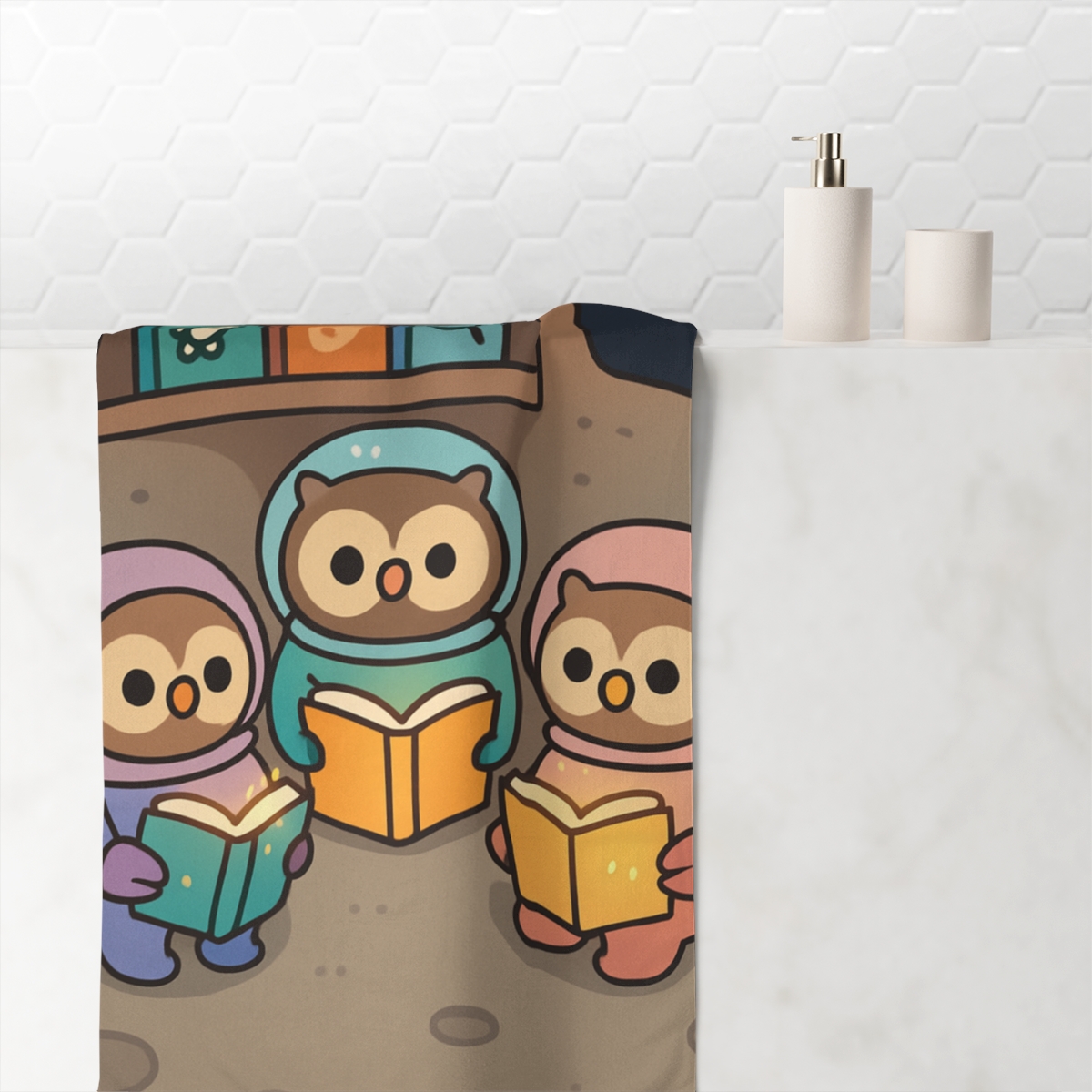 The Moon Library Owls decorative home towels
