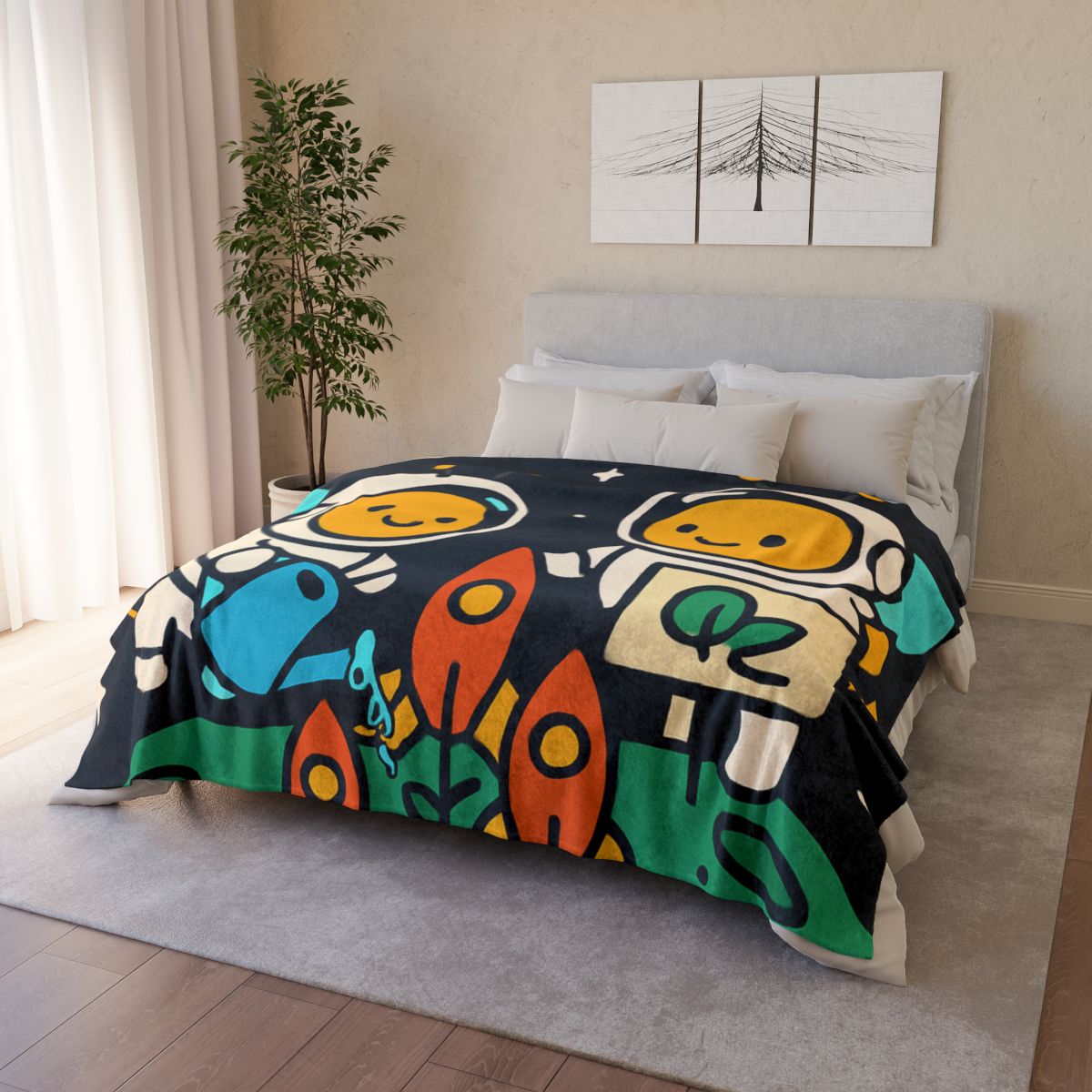 Rocket Garden Of The Bumblebee Astronauts personalized cozy blankets