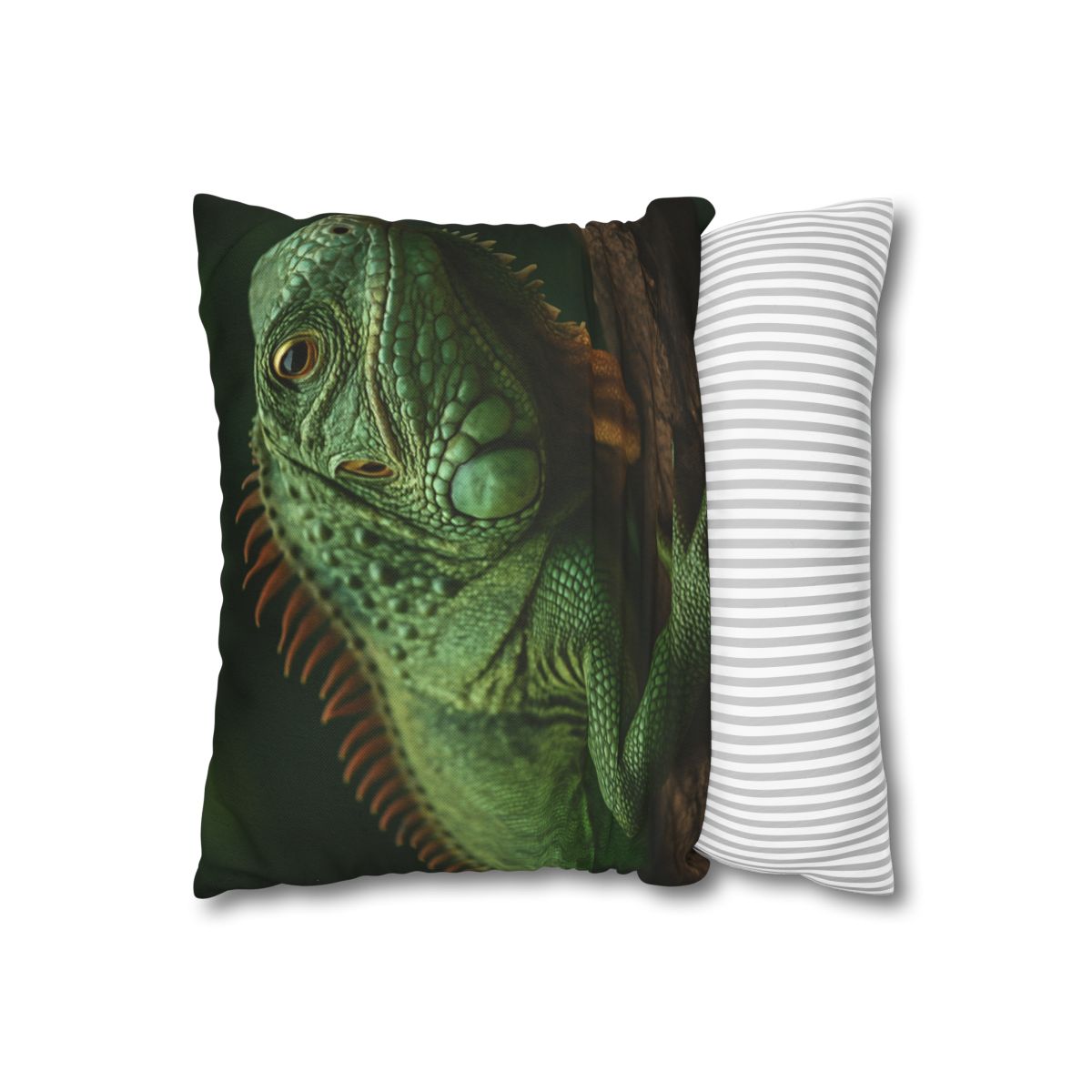 Sunlit Perch Green Iguana designer print pillow cases