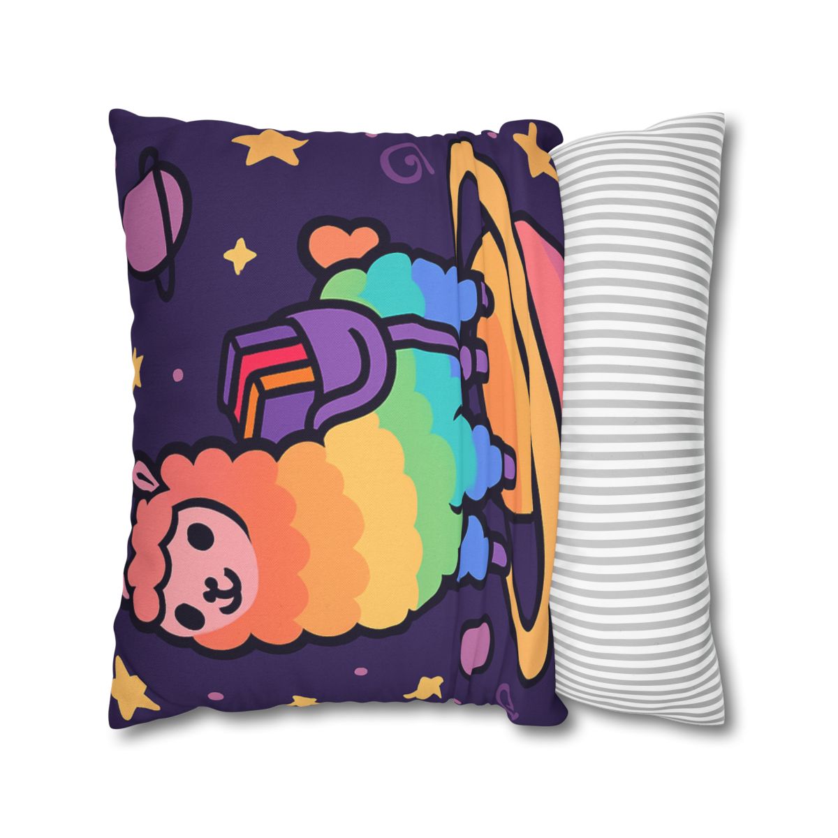 Galaxy Riding Rainbow Llama comfortable bedding pillow covers