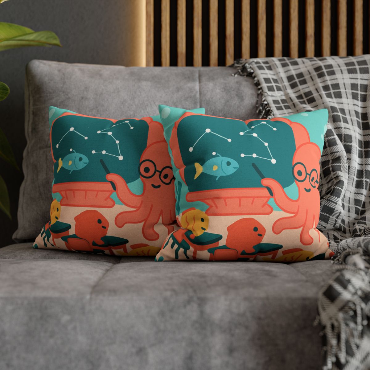 Cosmic Coral Classroom soft cotton pillow cases