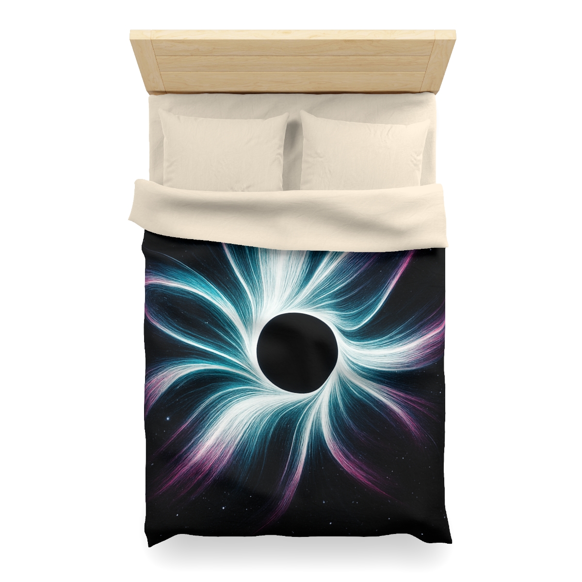 Gravitational Halo Bloom designer printed duvets