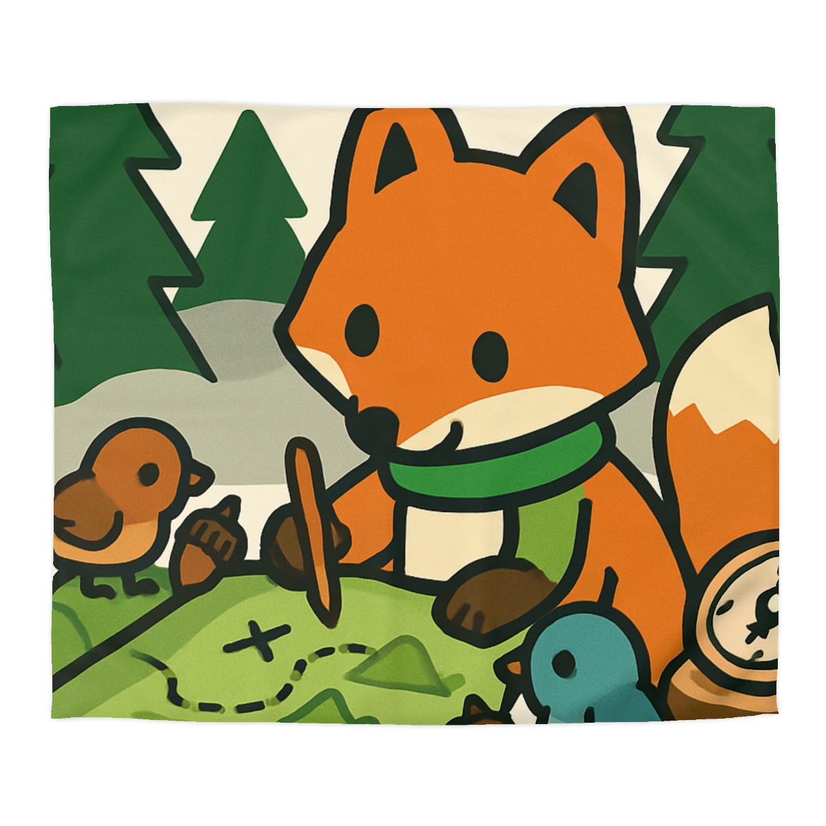 The Map Making Fox In Misty Pines duvets for gifts