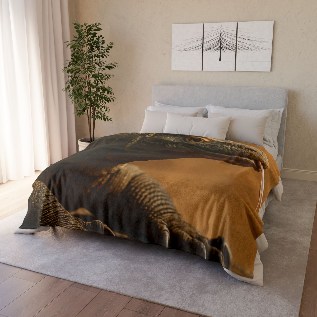 Ancient Sentinel Komodo Dragon stylish throw blankets