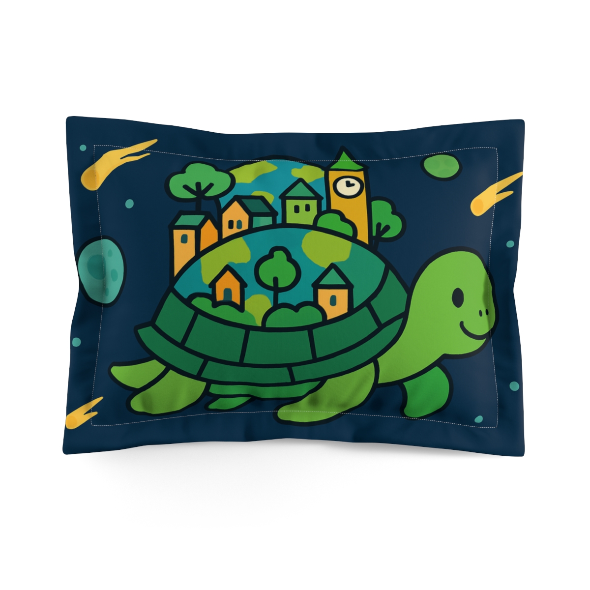 Time Traveling Turtle Planet trendy accent pillows