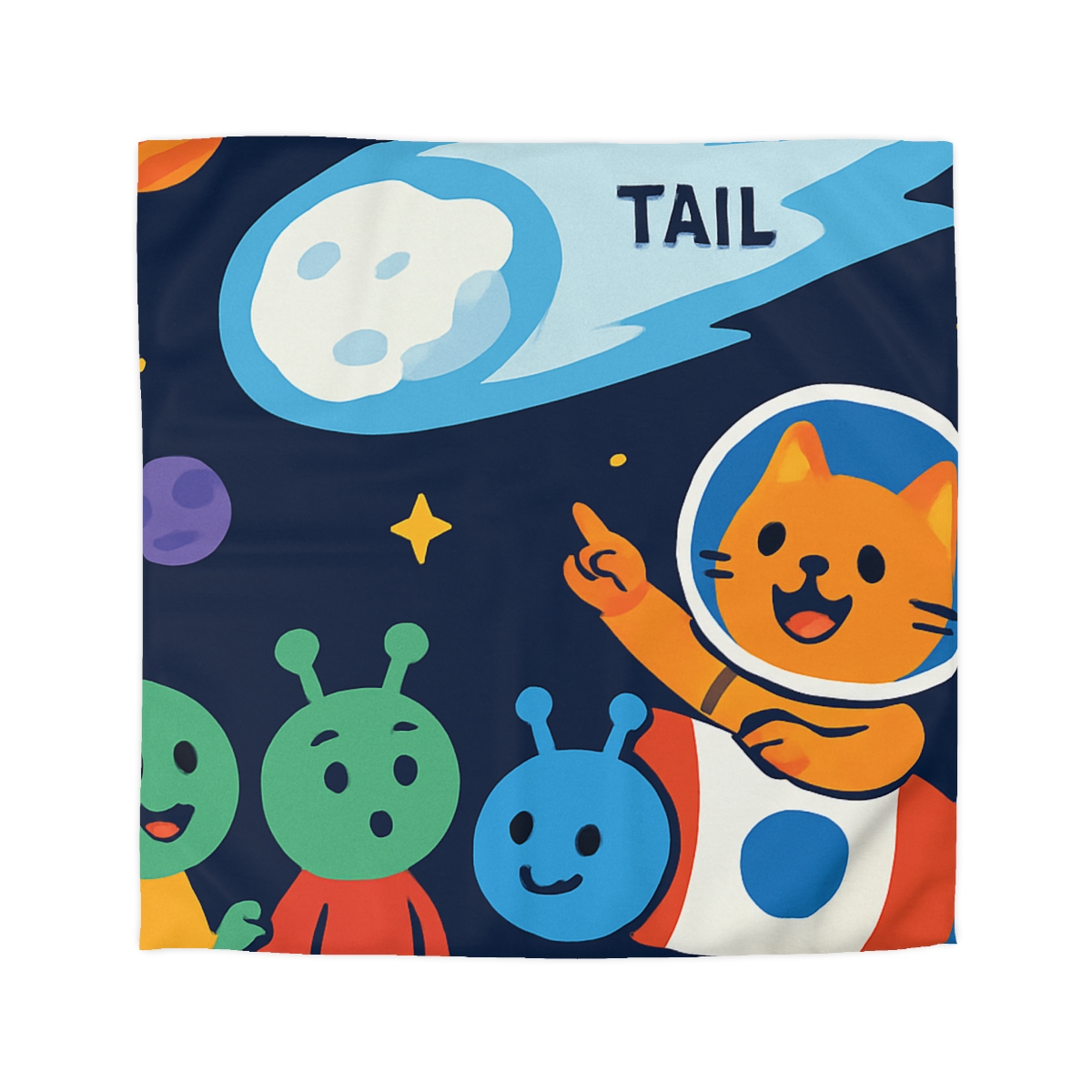 Comet Classroom With Captain Cat personalized bedding duvets