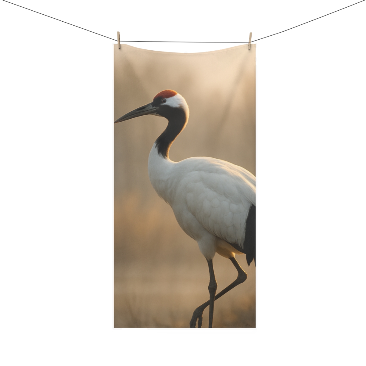 Dawn Hush Red Crowned Crane comfortable face towels