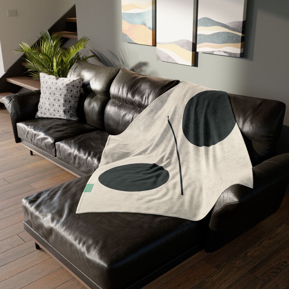 Offset Circle Bar Pairing soft fleece blankets