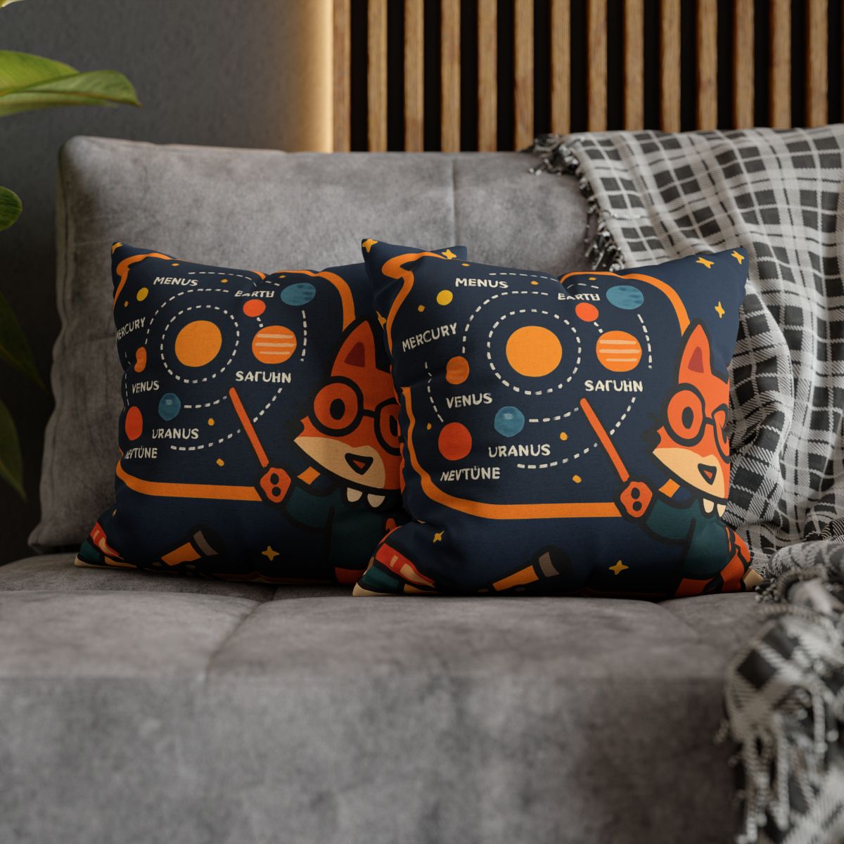 Comet Classroom With Star Map Fox trendy patterned pillow cases