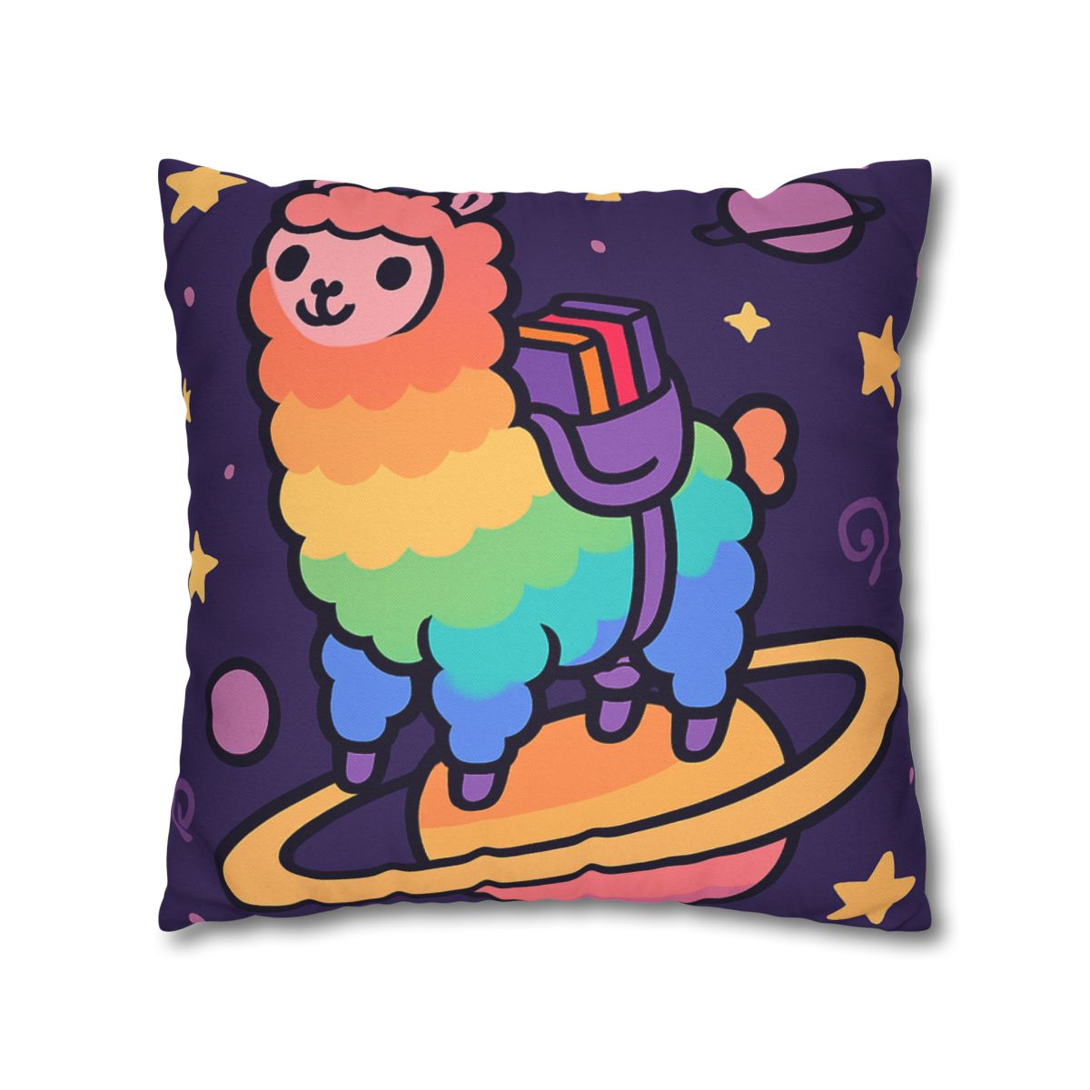Galaxy Riding Rainbow Llama comfortable bedding pillow covers