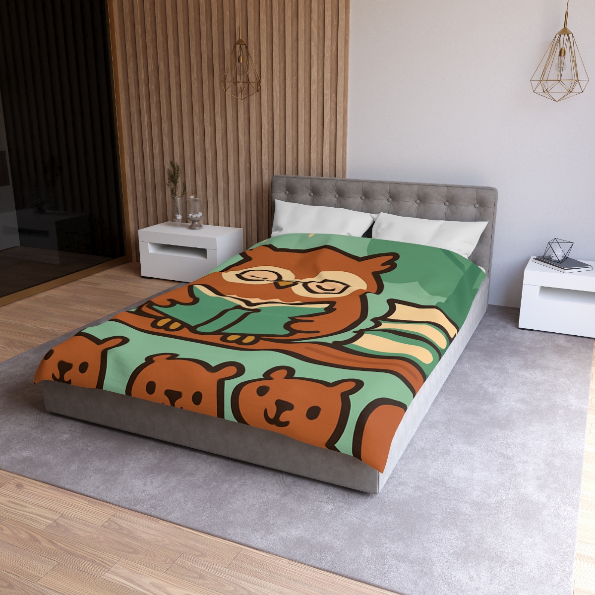 Forest Library Owl designer printed duvets