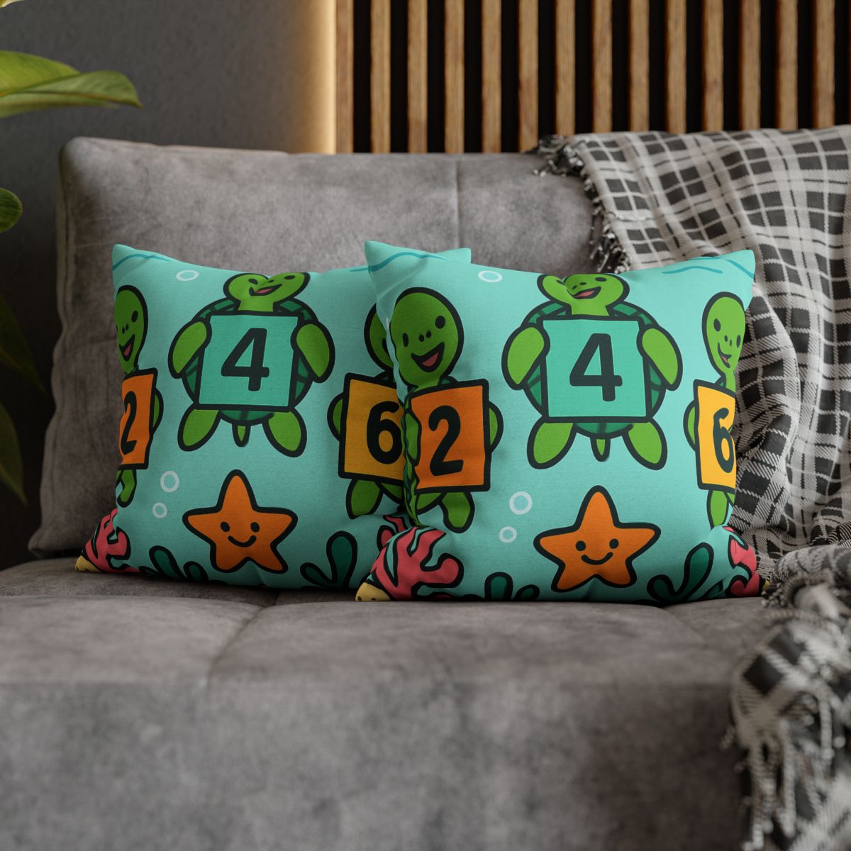 Coral Reef Math Parade Of Sea Turtles soft cotton pillow cases