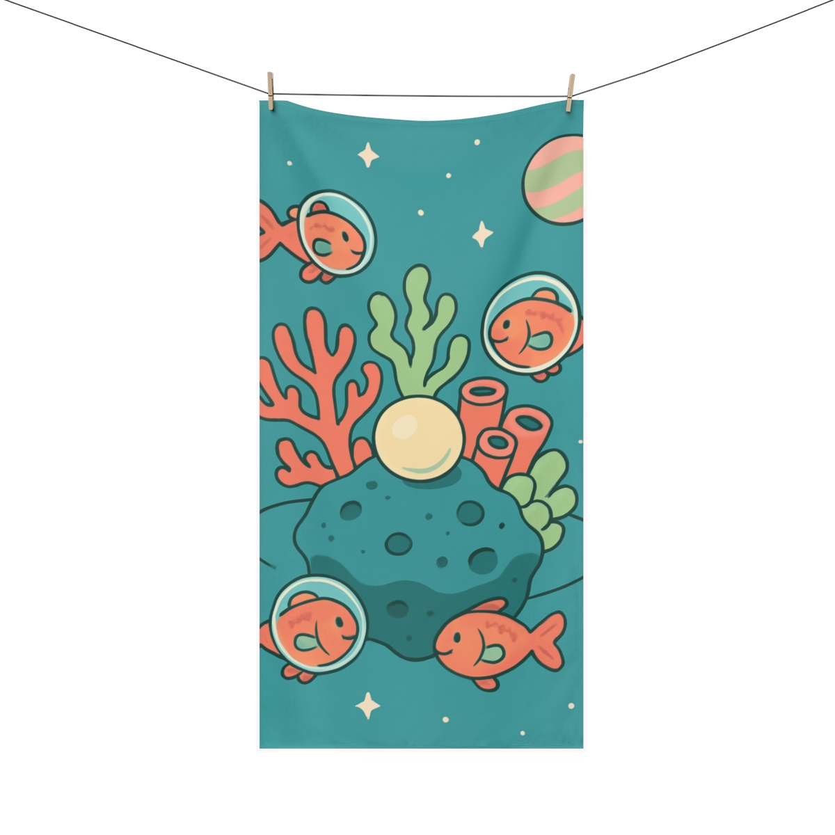 Cosmic Coral Reef personalized bath towels